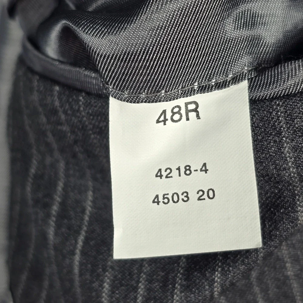 J. Ferrar Wool Pinstripe‎ Suit Set Blazer & Trousers Dark Gray Men's 48R, 37x29